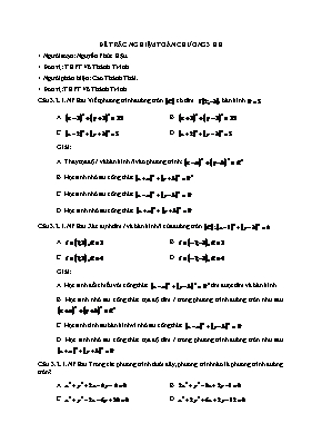 Đề trắc nghiệm môn Toán chương 3 - Hình học